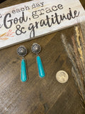 Concho Turquoise Stone Earrings