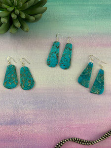 Genuine Turquoise Slab Earrings