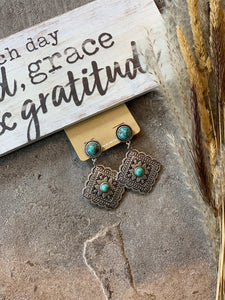 Turquoise Concho Earrings